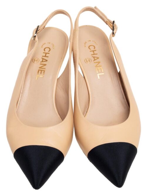 Chanel Slingback Pump — Beige & Black